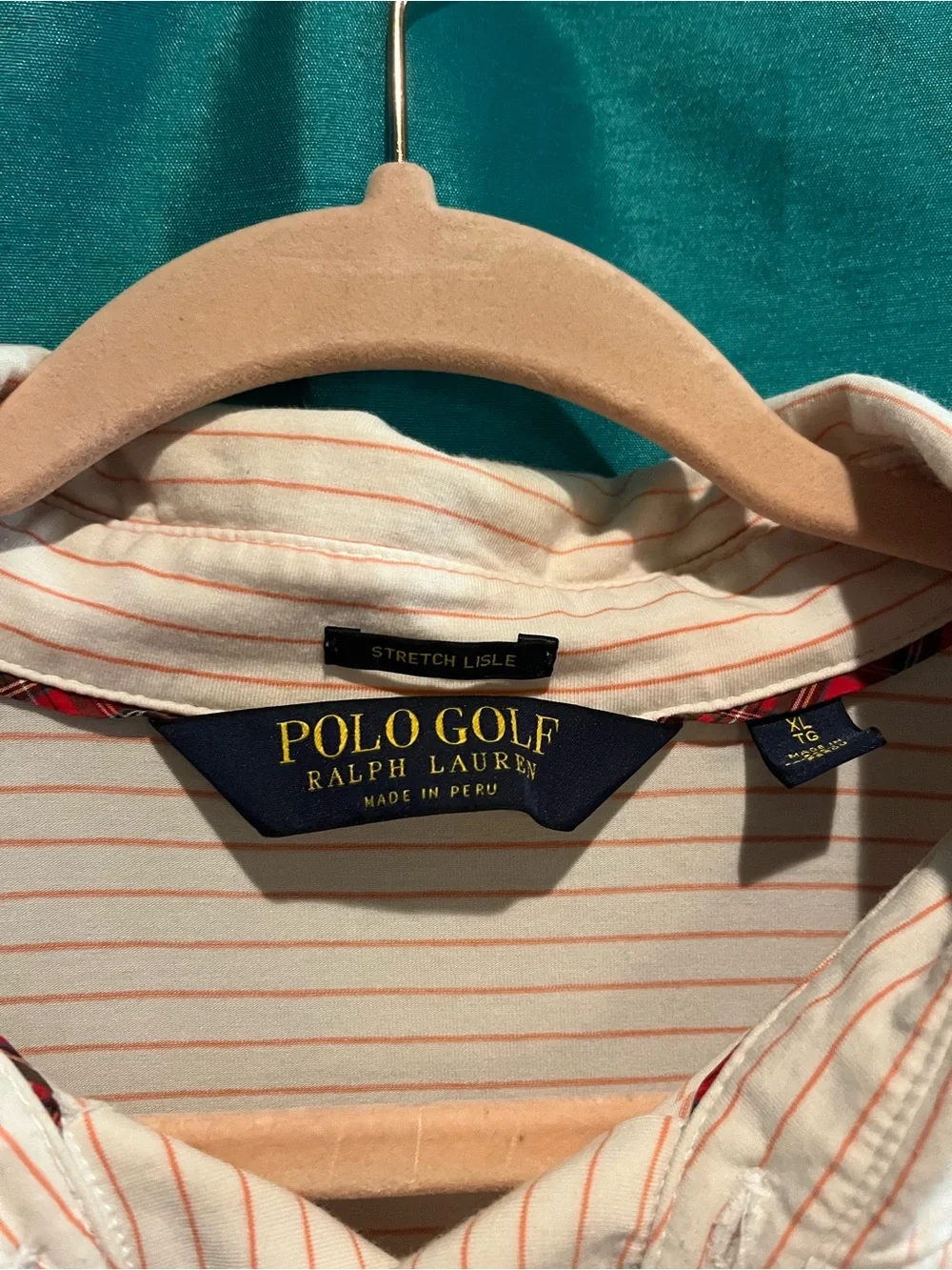 Ralph Lauren Cream Polo with Orange Pinstripes